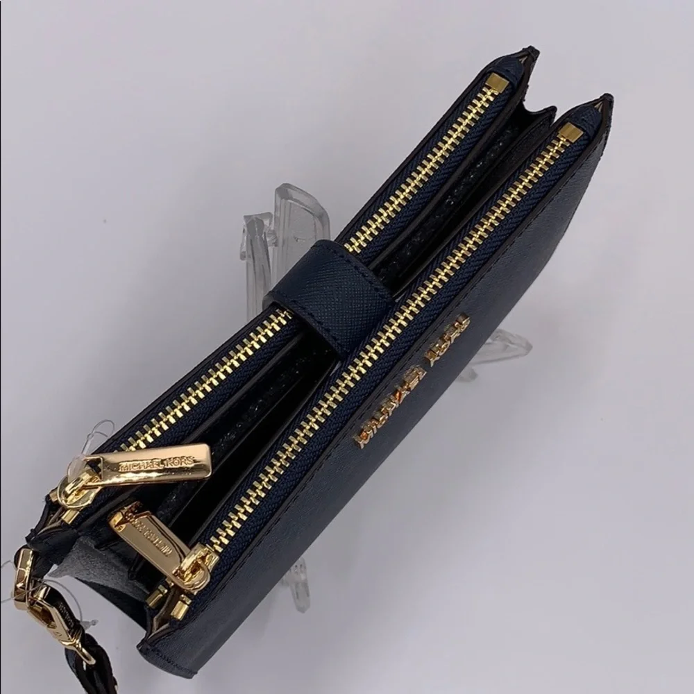 MICHAEL KORS LG DOUBLE ZIP WRISTLET NAVY